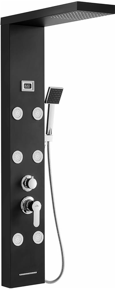 Auralum MAX - Douchepaneel Zwart - Regendouche met Mengkraan en Douchekop - Digitaal Display - Spa Jets - Douche Combinatie Set - Waterbesparend