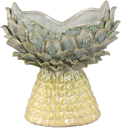 PTMD Marloe Yellow Green Ceramic Pineapple Shape Vase S