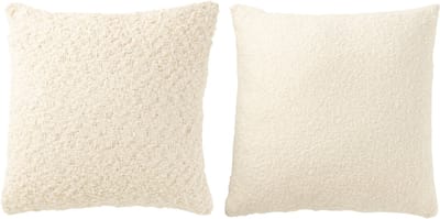 J-Line kussen Vierkant los/dicht Weven - katoen - creme - 2 stuks