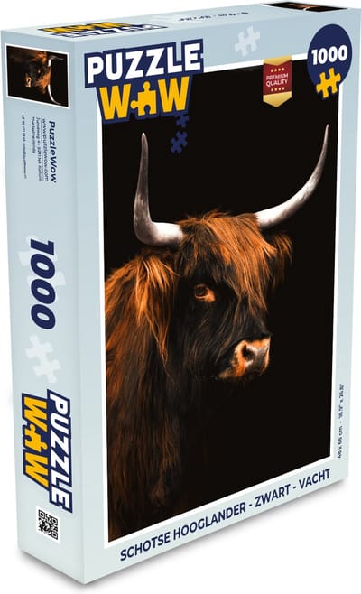 Puzzel Schotse hooglander - Zwart - Vacht - Legpuzzel - Puzzel 1000 stukjes volwassenen