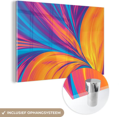 ® Glasschilderij 180x120 cm - Schilderij acrylglas - Helder abstract fractal kunstwerk - Foto op glas - Muurdecoratie woonkamer - Wanddecoratie slaapkamer - Schilderijen