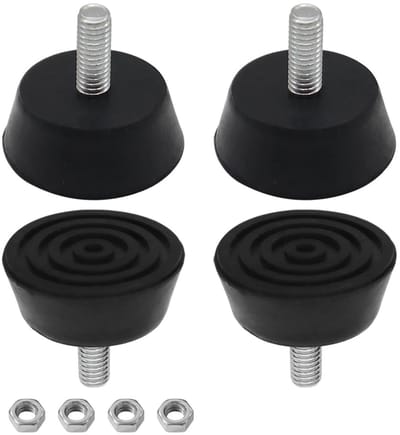 Dailygoods- Rubberen Voetjes - 4 Stuks - M6 x 16 mm - Basisdiameter 32 mm - Voor Meubels/Apparaten - Vermijdt Krassen - Goede Grip - Meubelpoten