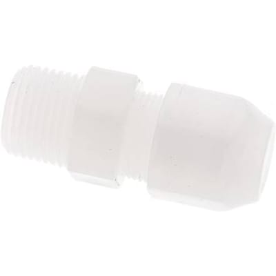 8x10mm & R3/8'' PVDF rechte slangkoppeling met buitendraad 10bar/145psi