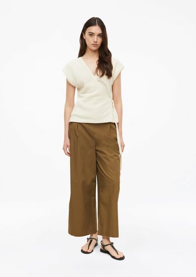Hoge taille lichte popeline culotte broek voor vrouwen s.Oliver