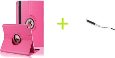 Geschikt voor Apple iPad Air 4 (2020) 10.9 inch Multi Stand Case - 360 Draaibaar Tablet hoesje - Tablethoes - Donkerroze +  Stylus