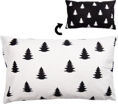 Clayre & Eef Kussenhoes 30x50 cm Wit Zwart Polyester Kerstboom