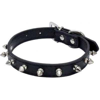 Collier réglable en cuir pour chien de compagnie, sangle de cou, fournitures, cuir PU, punk, à rivets, clouté, colliers pour animaux de compagnie pour petit chien chat XS noir