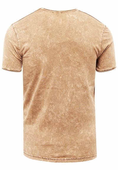 Olie-gewassen T-shirt met knoopjes aan de zijkant en prints