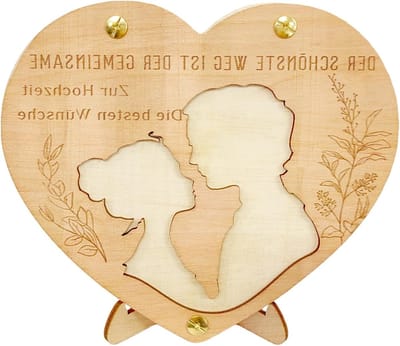 Huwelijksgeld Geschenk, Persoonlijke Boodschap voor het Bruidspaar, Houten Hart Verpakking en Gelukswensen
