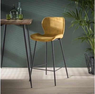 Barstoel Justin velvet - Goud | Meubelplaats - barstoelen set van 4