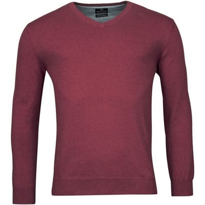 Baileys Trui Pima Cotton V-Neck Uni Color Single Knit Cerise / male
