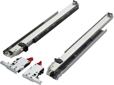 1 paar Salice PROGRESSA+ SCHAPPLAATSEN PUSH, lengte 400 mm, belastbaar tot 50 kg met push-open voor greeploze fronten / 3D-instelling, telescopische loopwagen