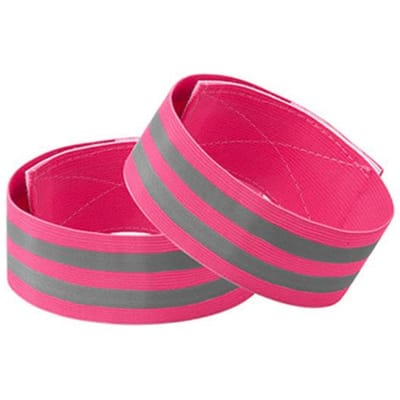 2PCS Running Reflecterende Armbanden voor Pols Enkel Been LED Reflector Armband Nacht Fiets Veiligheidslicht Tape Led Armband Band roze