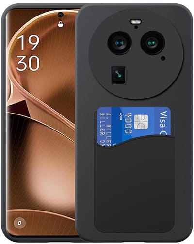 Geschikt voor Oppo Find X6 Pro Telefoonhoesje met Siliconen Pasjeshouder - Flexible Back Cover Case Siliconen TPU with Silicone Cardslot - Zwart - Smartphonica geschikt voor Oppo Find X6 Pro