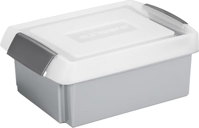 Sunware opslagbox - 17 liter - lichtgrijs - 45 x 36 x 14 cm - kunststof - met afsluitbare extra hoge deksel