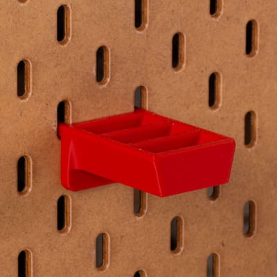 Houder voor drie scharen of klein gereedschap - Voor Ikea Skadis pegboard - Rood