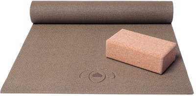 Basispakket yogamat en blok - donkergroen