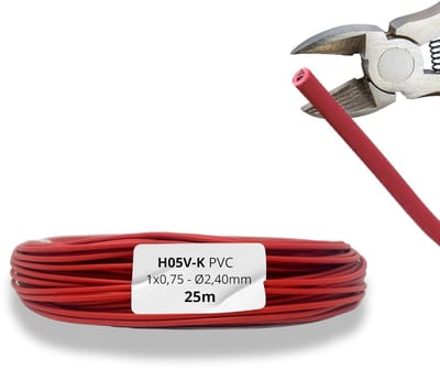 Flexibele Elektrische Installatiekabel 1x0,75 mm² Rood 25 Meter Koper PVC Hoge Kwaliteit