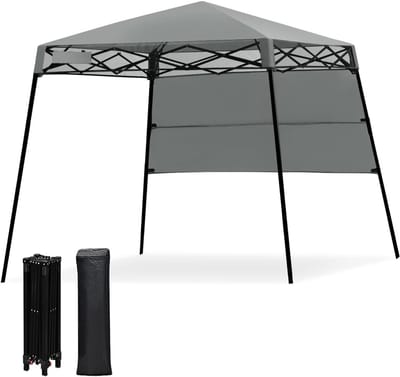 KOMFOTTEU 1,8 m x 1,8 m vouwpaviljoen, pop-up paviljoen met zijwand en draagtas voor zonwering, winddicht en weerbestendige partytent voor camping, terras, strand en tuin