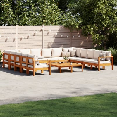 vidaXL - 10-delige - Loungeset - met - kussens - massief - acaciahout