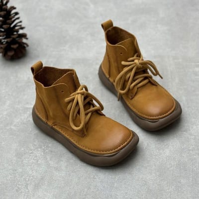 Dames dames Echt Leer Vrouwen Schoenen Enkellaarzen Plateau Vetersluiting Winter Bont Pluche Vierkante Neus Antislip Dames Enkellaarzen 40 brown