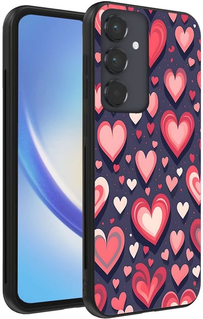 Smartphonica Telefoonhoesje Geschikt voor Samsung Galaxy A34 met Hartjes Opdruk - TPU Backcover Case With Heart Design geschikt voor Samsung Galaxy A34 5G