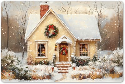 Placemats 45x30 cm - Placemat kunststof - 1 stuk - Kerst - Huis - Winter - Sneeuw - Borden onderleggers - Decoratie voor op tafel - Keuken tafeldecoratie accessoires - Vinyl onderlegger - Tafelversiering