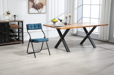 MIVRAY Klapstoelen - Opvouwbaar Met Zitting En Rugleuning - Voor Eethoek En Feest - Staal En Blauw - Set Van 2