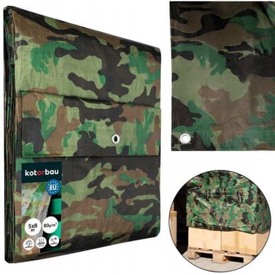 KOTARBAU® Afdekzeil - Polyethyleen - 5 x 8 m - Camouflage - 90 g/m² - Waterdicht - Zeil Afdekking - Beschermzeil voor Meubels - Afdekzeil uv-bestendig