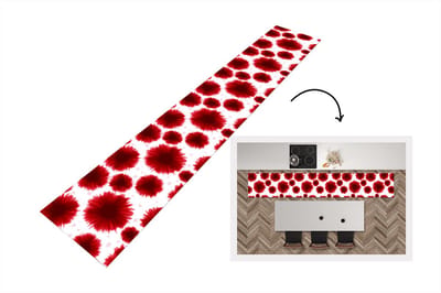 Keukenloper - Loper keuken - Aquarelverf - Rood - Bloemen - 300x50 cm - Keukenloper vinyl