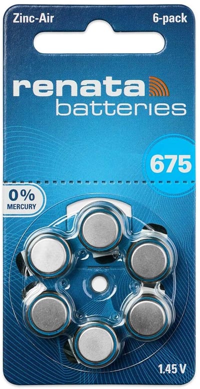ZA675 Hoortoestelbatterij Type 675 Blauw Zink-Lucht 1,45V 660mAh – Blister 6 stuks | PR44 | Kwikvrij | Swiss Made
