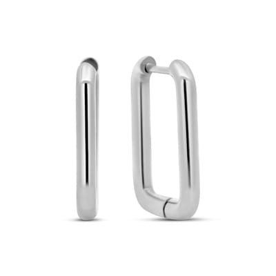 CO88 Collection - 8CE-70576 - Stalen Oorringen - Oorbellen - Ovaal - 16x20mm - Zilverkleurig