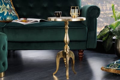 Barok bijzettafel SAVOY 55cm goud metalen driepoot rond vintage - 42267