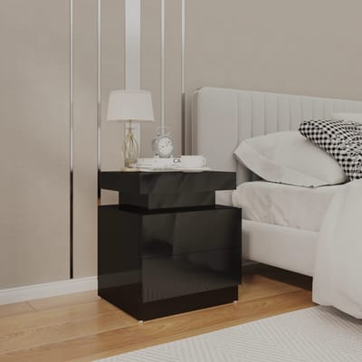 vidaXL - Nachtkastje - 45x35x52 - cm - bewerkt - hout - hoogglans - zwart