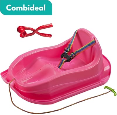 Tuilana ® - COMBIDEAL - Babyslee - Sneeuwslee - Met sneeuwbalknijper - Plastic slee baby / peuter - Roze