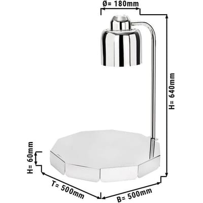 GGM Gastro Buffet-Wärmelampe Infrarot - 250 Watt - Rund - Silber Zilver