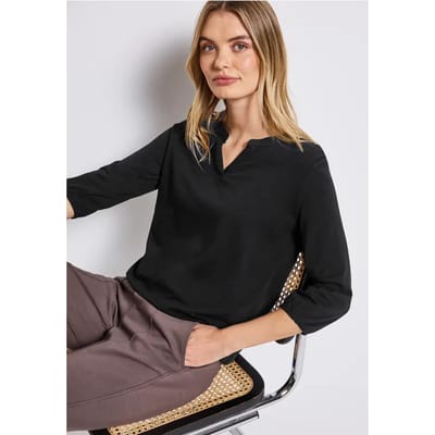 Shirt van jersey met gespleten hals