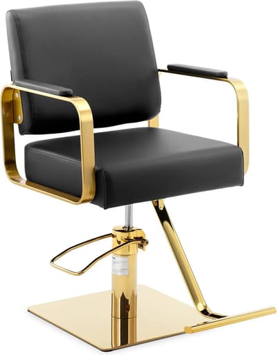 physa kappersstoel met voetsteun - 50 - 66 cm - 200 kg - Zwart, Goud 10040622