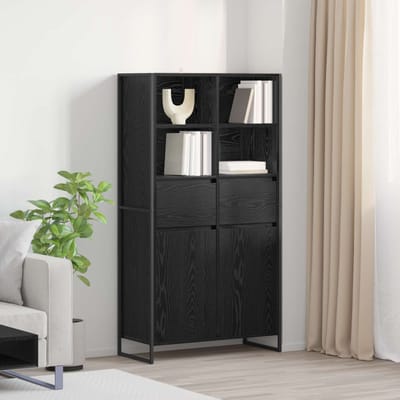 vidaXL - Dressoir - Zwart - Eiken - 81 - x - 36 - x - 150.5 - cm - Bewerkt - hout