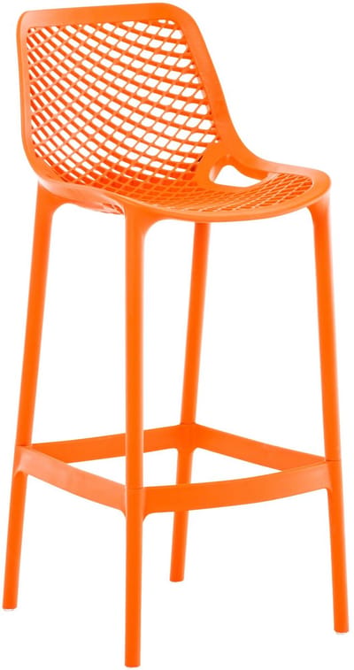 CLP Air Barkruk voor Buiten - UV-bestendig - 160 kg draagkracht - Vloerbeschermers - Met rugleuning - Voetsteun - Kunststof - oranje/rood