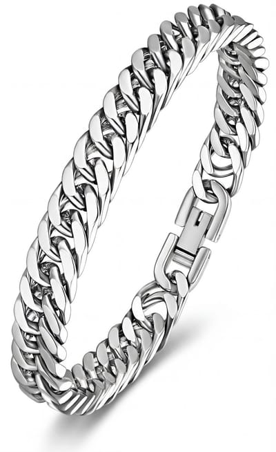 Armband Heren – Stalen Heren Armband – Gourmet Armband Heren – Schakelarmband RVS – Zilveren Armband Mannen – Roestvrij Staal – Mauro Vinci® Laurens – 19CM – 8MM