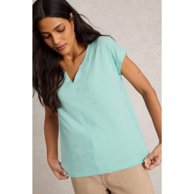 White Stuff Nelly Nep Notch Neck Tee Bright Blue Maat: 10 | Tops Outlet | Dames | Blauw