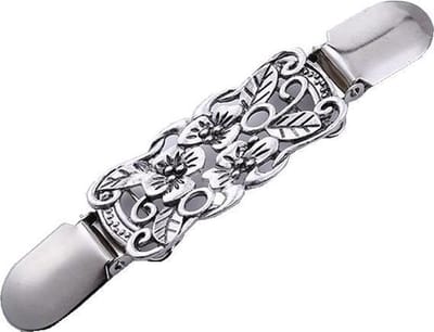Fako Bijoux® - Vestsluiting - Vestclip - Sjaalspeld - Vestklem - Bloemen - Zilverkleurig