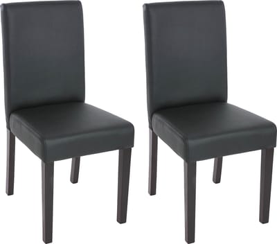 Cosmo Casa Set van 2 eetkamerstoelen keukenstoelen Littau - Kunstleer - Mat Zwart - Donkere poten