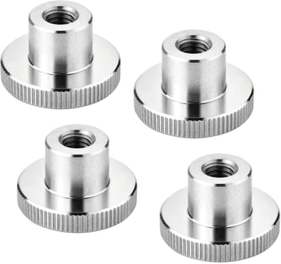Set van 4 SOTECH M8 kartelmoeren, roestvrij staal V2A (SS304), hoge vorm, DIN 466, metrische kartelmoeren met gekartelde zijkanten.