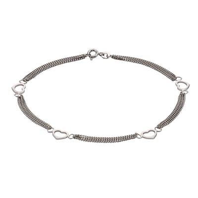 ZEEme Silver Fußkette Silber 925 mit Herz-Motiv 25cm lang