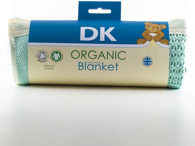 Warming Organisch Katoen Cellular Deken Beige/Groen 75x100 cm