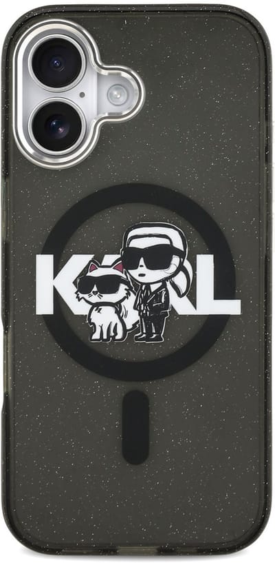 Karl Lagerfeld Back Cover Case - iPhone 17 - Zwart - MagSafe-compatibel - Glitter K&C Sketch Logo