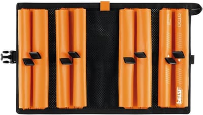 Beschermende Transportkast - Ijsnagel Opberger - Klimmateriaal Opslag - Acht Compartimenten - Tot 12 Nagels - Zwart Oranje