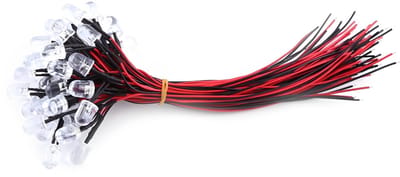 Dailygoods- LED Diodes 50 Stuks - 3/5/10mm - Wit/Rood/Blauw/Groen - Voorbedraad - 9-12V DC - Laag Stroomverbruik - LED Lampjes